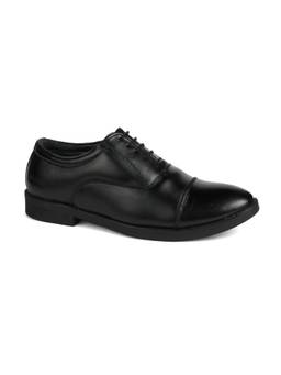 XHUGOY - Men Black Leather Police Wardi Oxfords