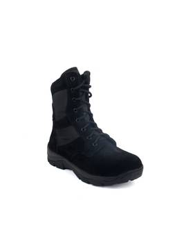 XHUGOY - Men Black Suede Leather Military Combat Boots