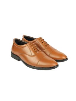 XHUGOY - Men Tan Lace-Ups Oxfords