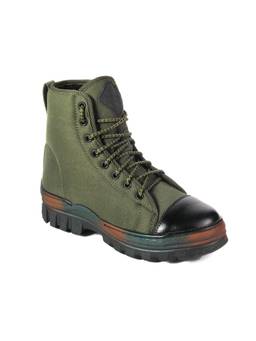 XHUGOY - Men Green Jungle Pu High Casual Boots