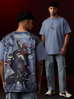 The Souled Store - Marvel Spider-Man Vs Venom Men Oversized T-Shirts