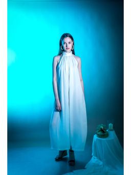 ASHTAG - Celestia Pleated White Jumpsuit