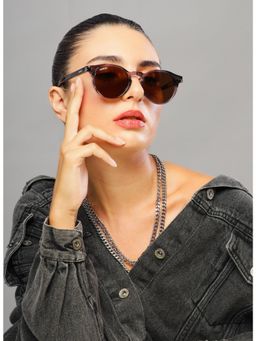 RESIST EYEWEAR - ADAM GREY BROWN 4 Brown Solid Plastic Round Sunglasses (50)