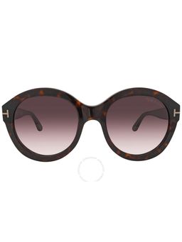 Tom Ford Eyewear - Tom Ford FT0611 53 52T Purple Printed Acetate Round Sunglasses (53)