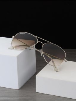 TED SMITH - Unisex Aviator Sunglasses Silver Metal Frame Brown Graded Glass Lenses Classic Style