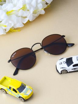 TED SMITH - G-MOON_C24 Brown Solid Metal Round Sunglasses