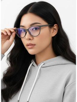 HASHTAG EYEWEAR - MSYR-1188882-GRY Grey Solid Pc Cat Eye Computer Glasses (52)