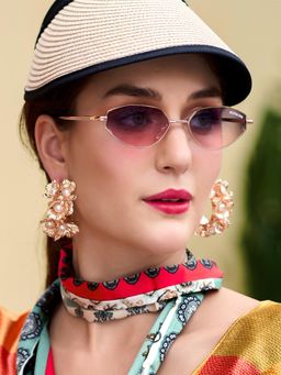 ROYALTAIL - RT-SUNG-054 Pink Solid Metal Irregular Sunglasses (55)