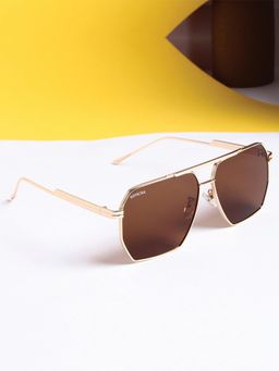 ROYALTAIL - RT-SUNG-059 Brown Solid Metal Pilot Sunglasses (60)