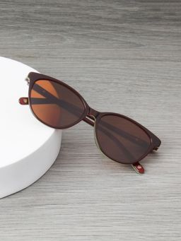 TED SMITH - SUN-IRIS_C5 Brown Solid Acetate Cat Eye Sunglasses
