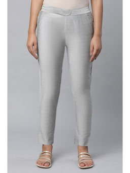 Aurelia - Silver Solid Trousers