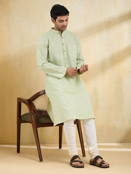 Fabindia - Men Green Solid Kurta