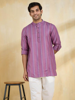 Fabindia - Men Purple Stripes Kurta