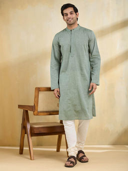 Fabindia - Men Green Solid Kurta