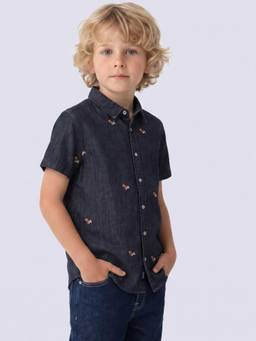 Jack & Jones Junior - Boys Blue Cotton Half Sleeves Shirt