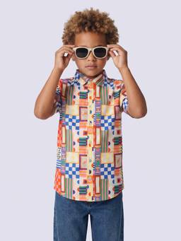 Jack & Jones Junior - Boys Multi-Colour Cotton Half Sleeves Shirt