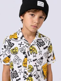 Jack & Jones Junior - Boys White Cotton Half Sleeves Shirt
