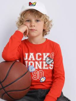 Jack & Jones Junior - Boys Orange Cotton Full Sleeves Sweatshirt