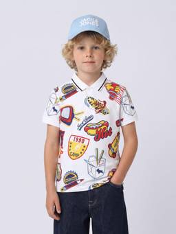Jack & Jones Junior - Boys White Cotton Half Sleeves Polo T-Shirt