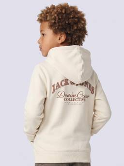Jack & Jones Junior - Boys Off White Cotton Blend Full Sleeves Hoodie
