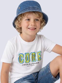 Jack & Jones Junior - Boys White Cotton Half Sleeves T-Shirt