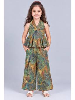 KEVORA APPARELS - Girls Multi-Colour Cotton Blend Sleeveless Top and Pant