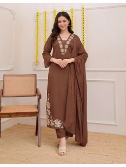 Gahan - Womens Viscose Rayon Straight Solid Kurta with Pant & Dupatta