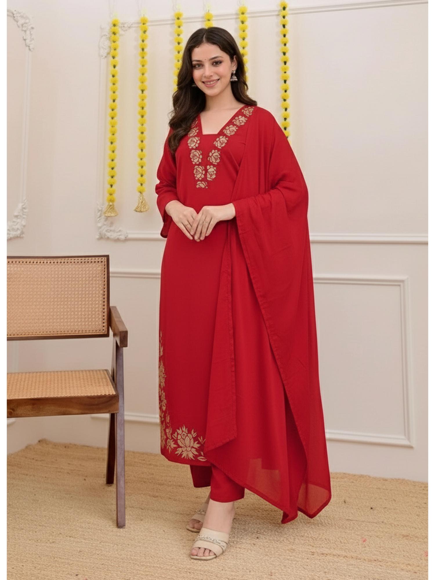 gahan Womens Viscose Rayon Straight Solid Kurta with Pant & Dupatta-picture-18
