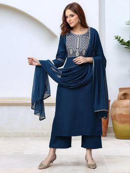 Gahan - Womens Viscose Rayon Straight Solid Kurta with Pant & Dupatta