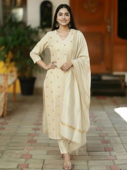 Gahan - Womens Viscose Rayon Straight Printed Kurta with Pant & Dupatta