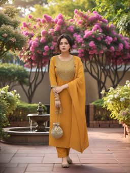 Gahan - Womens Viscose Rayon Straight Printed Kurta with Pant & Dupatta