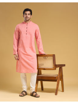 Fabindia - Pink Cotton Solid Kurta