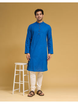 Fabindia - Light Blue Cotton Solid Kurta