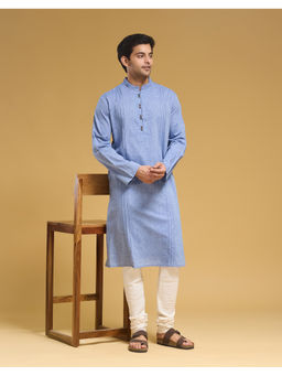 Fabindia - Blue Cotton Solid Kurta