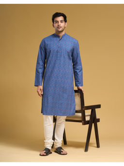 Fabindia - Blue Cotton Printed Kurta