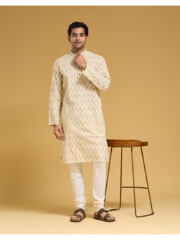 Fabindia - Beige Cotton Printed Kurta