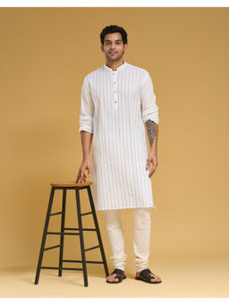 Fabindia - Off White Cotton Striped Kurta