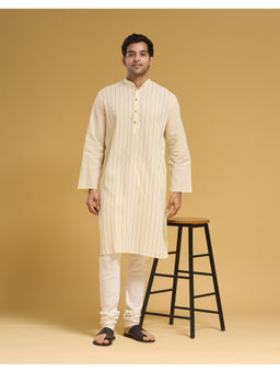 Fabindia - Beige Cotton Striped Kurta