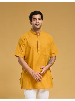 Fabindia - Mustard Cotton Solid Kurta