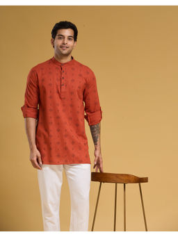 Fabindia - Rust Cotton Printed Kurta