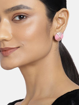 Estele - Gold Plated Beautiful Button Designer Stud Earrings with Enamel for Women