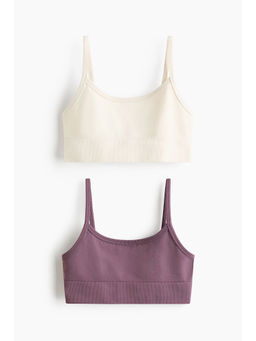 H&M - Girls Multi-Color 2-Pack Seamless Sports Tops with Drymove