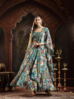 Stylum - Women's Multi-Color Printed Lehenga with Choli and Dupatta