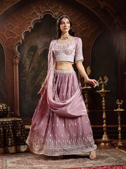 Stylum - Women's Lavender Embroidered Lehenga with Choli and Dupatta