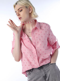 ONLY - Women's Regular Fit Pink Shirt