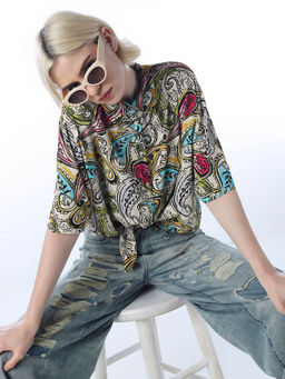 ONLY - Women's Oversized Fit Multicolour Shirt