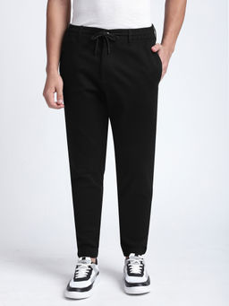 R&B - Men Black Solid Tapered Joggers