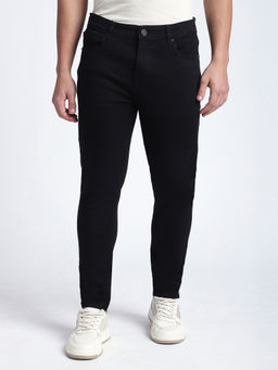 R&B - Men Black Solid Casual Trouser