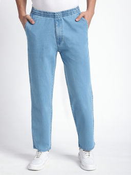 R&B - Men Blue Solid Relaxed Jeans