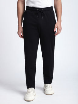 R&B - Men Black Textured Regular Trackpant